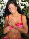 Trista takes off her pink polka dot skirt outside!