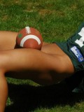 Trista Stevens - Trista plays ball in this sexy packers jersey
