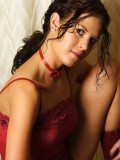 Erin in a red lace outfit