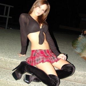 Kate as a school girl at night