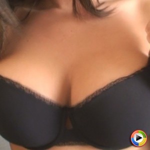 Watch as busty Krissy jumps on the mini trampoline making her juicy tits almost pop out of her bra