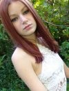 Kori outside in white