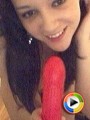 Horny camgirl Sami fucks herself with a huge red toy