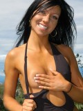 Trista Stevens - Trista strips off her sexy black body suit outdoors